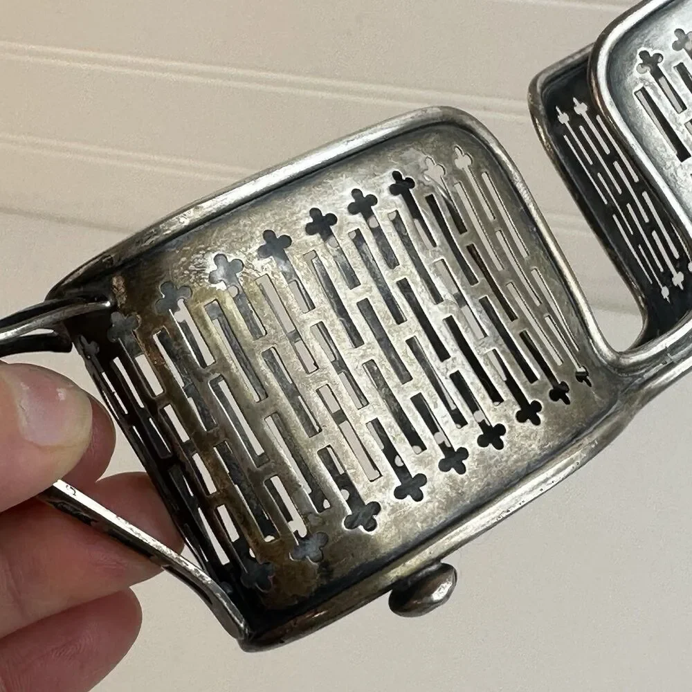 Antique Sterling Silver WEBSTER Art Nouveau Deco Teaspoon Holder Pierced Rack